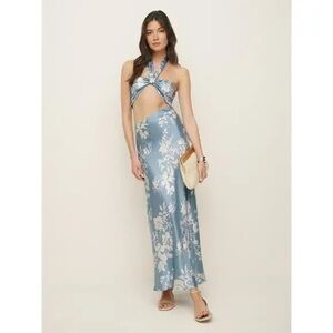 Reformation Vivi Silk Dress in Aliso Blue Size 6 NWT